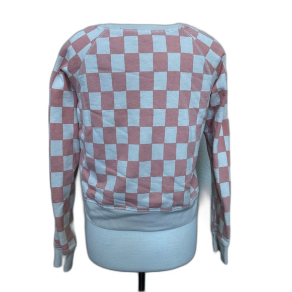 Madewell Pink and Beige Checkered Sweatshirt 100% Cotton - Women Size S - Picture 4 of 6